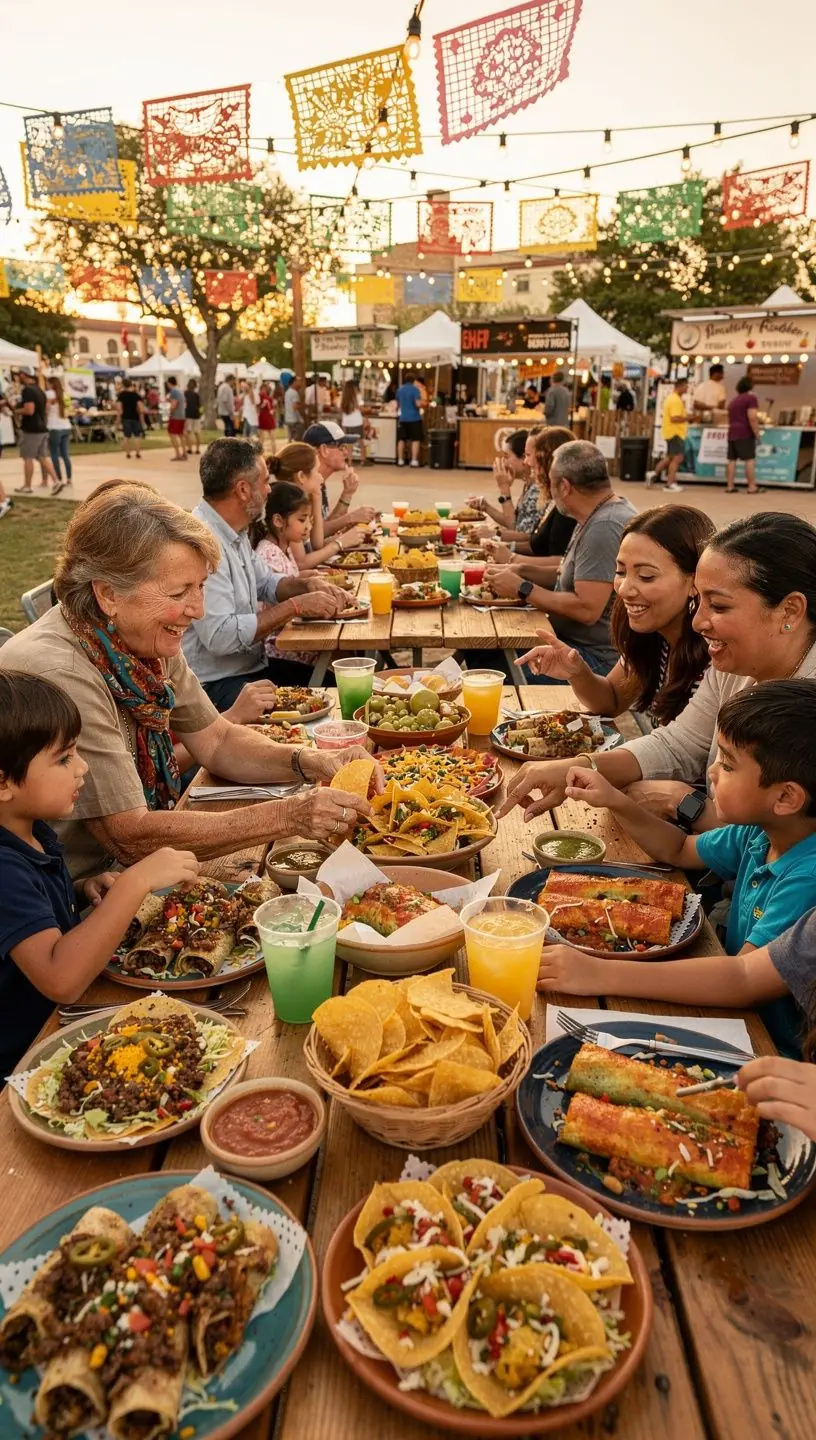 Uczestnicy wycieczki kulinarnej próbują regionalnych przysmaków na ulicy.